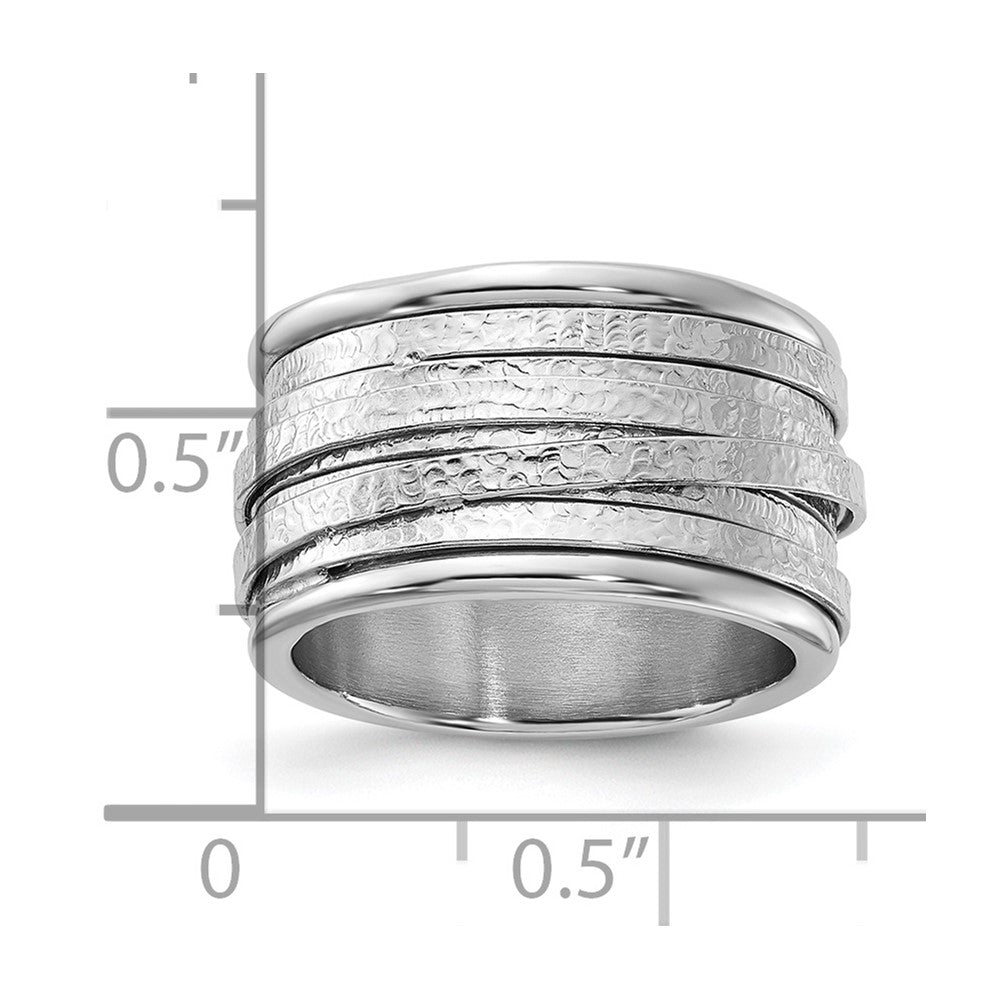 Sterling Silver Rhodium-plated Wrapped Textured Size 5 Ring
