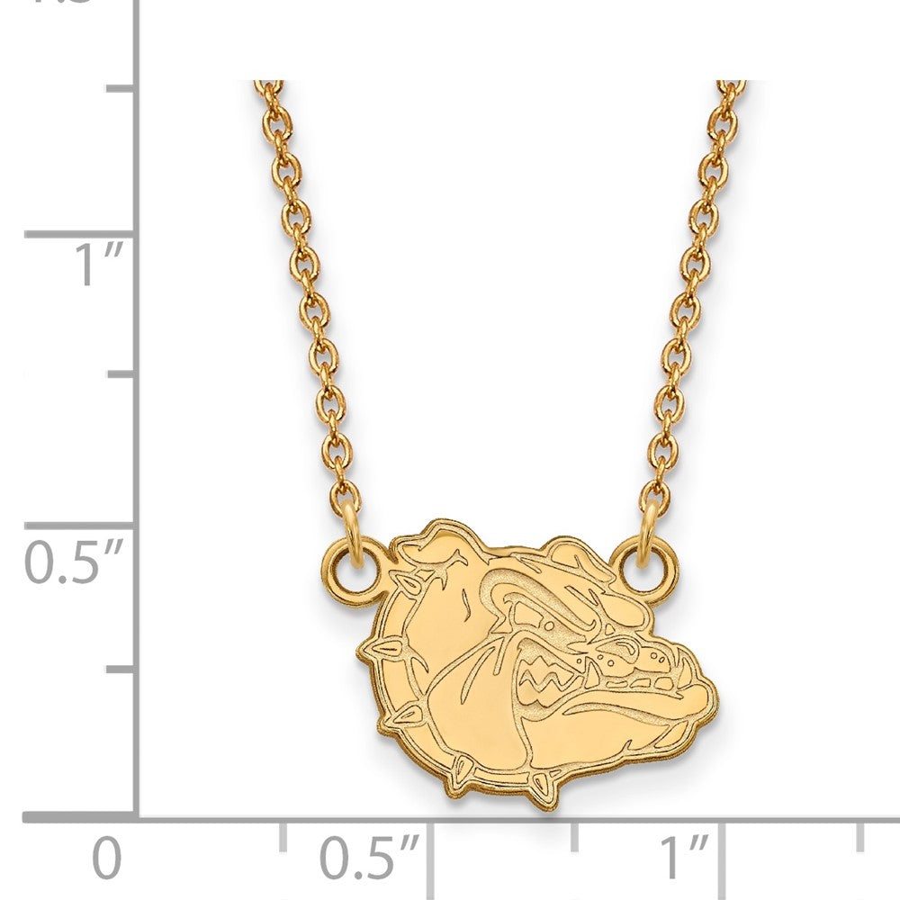 Sterling Silver Gold-plated LogoArt Gonzaga University Bulldog Small Pendant 18 inch Necklace