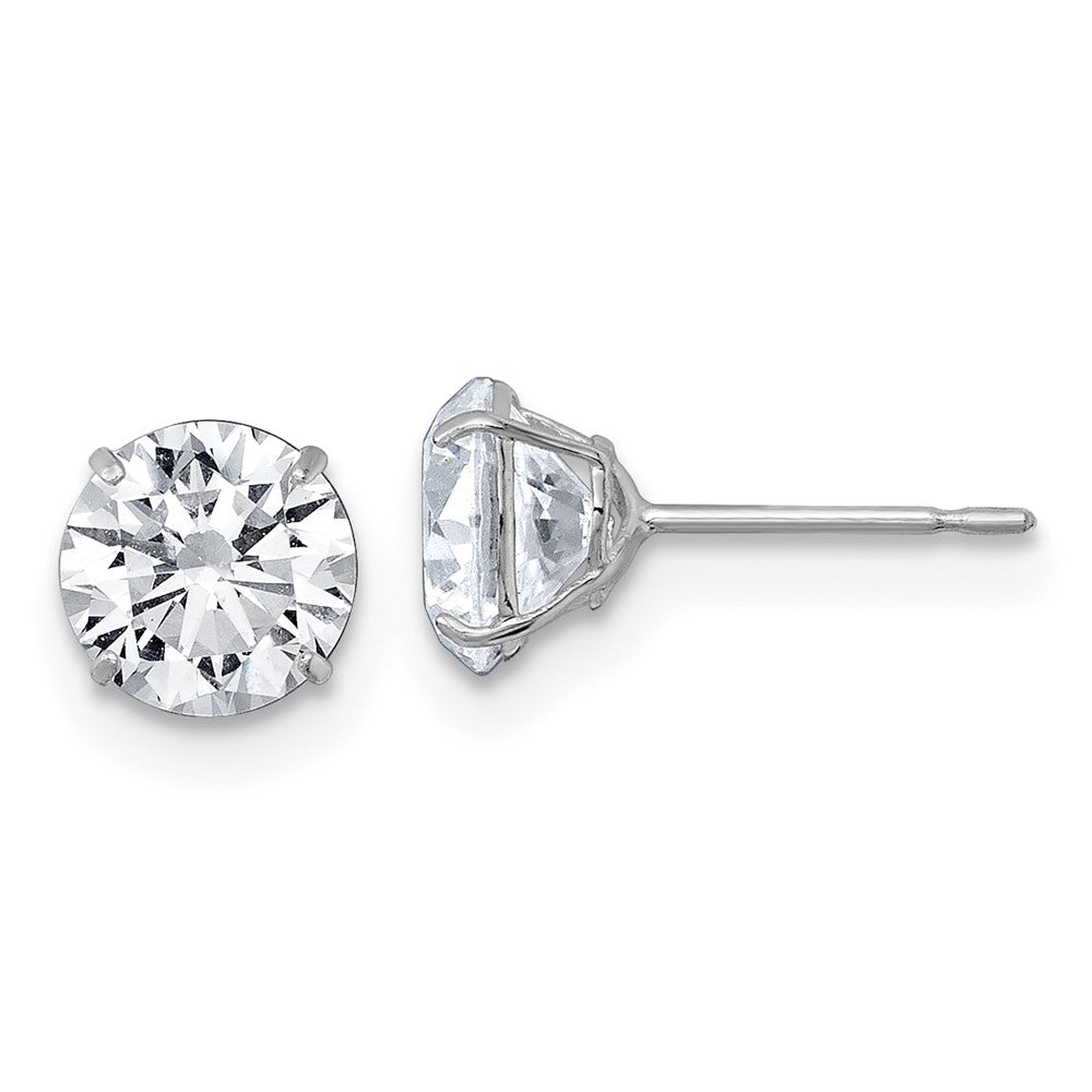 10k White Gold Polished 6.00mm Round CZ Stud Post Earrings