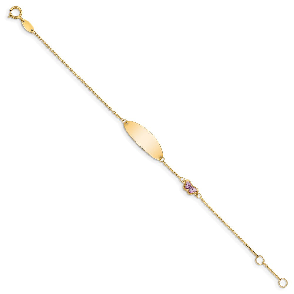 14K Children's Enamel Butterfly w/.5in ext. ID Bracelet 5.5 inches