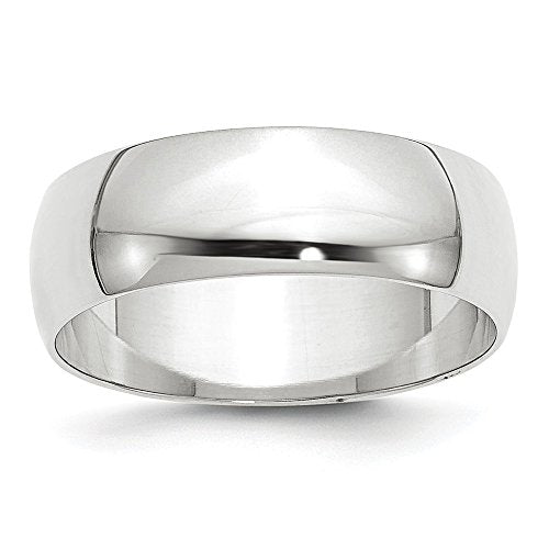 10k White Gold 7mm Lightweight Half Round Wedding Band Size 12.5