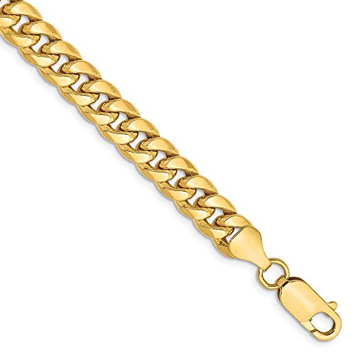 14K 8 inch 6.75mm Semi-Solid Miami Cuban with Lobster Clasp Bracelet