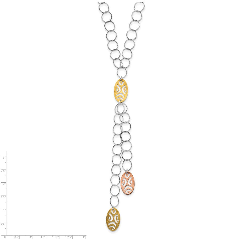 Sterling Silver 18K Yellow & Rose Gold-plated Fancy Drop Necklace