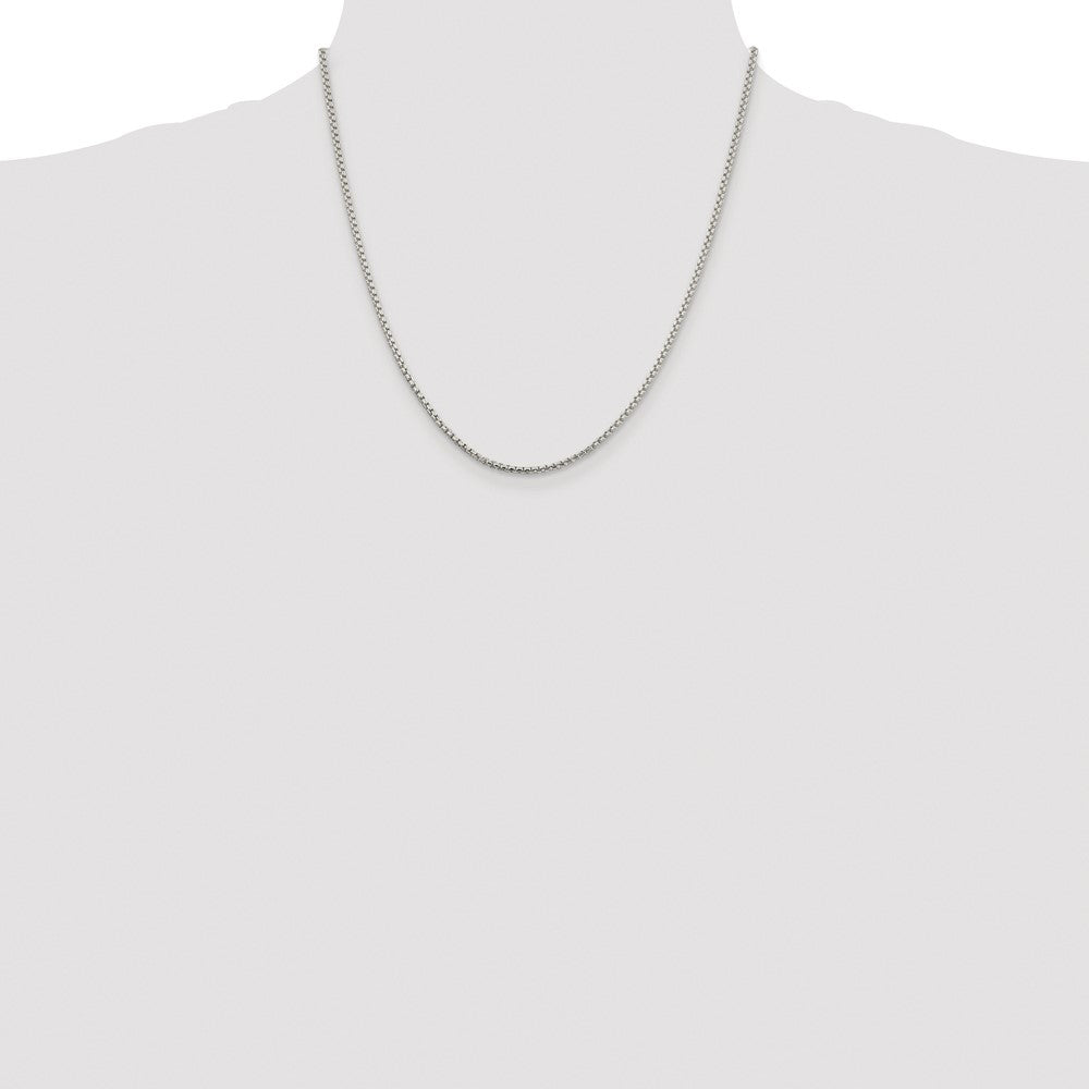 Sterling Silver Rhodium-plated 2mm Round Box Chain