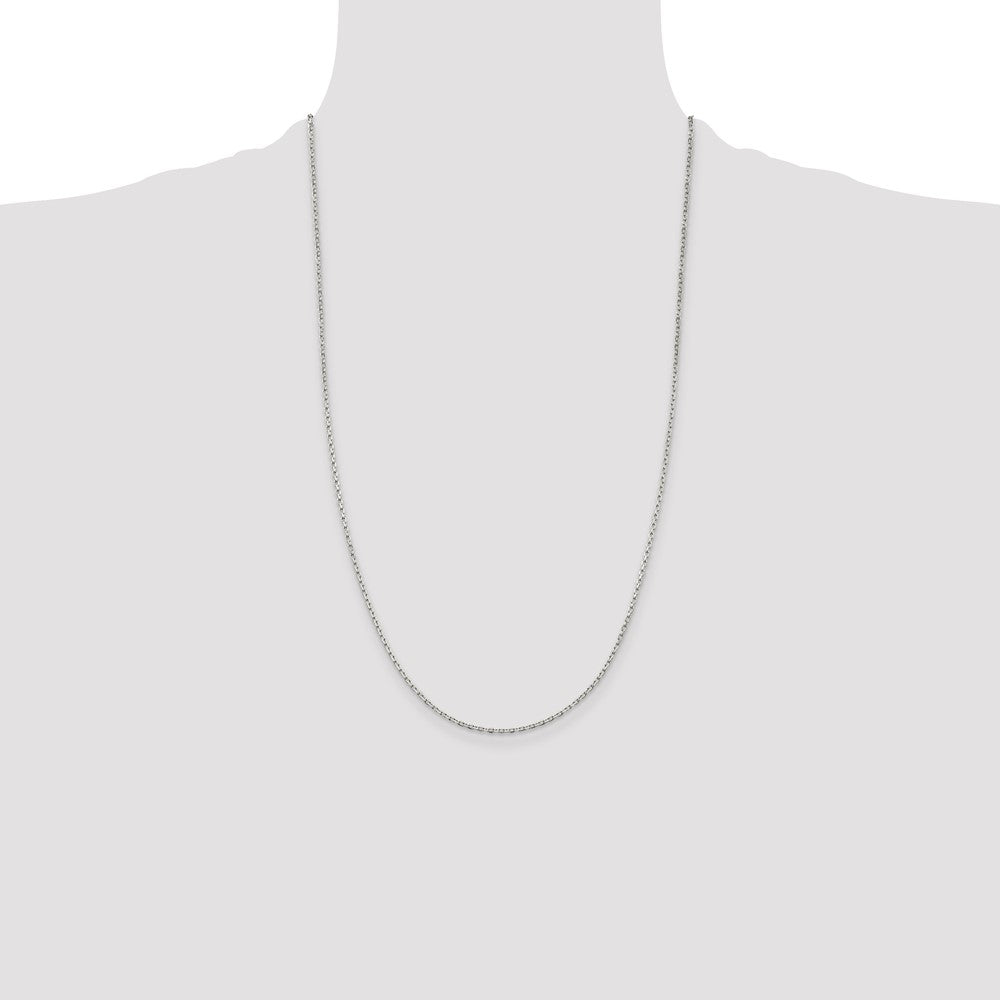 Sterling Silver 1.5mm Beveled Oval Cable Chain 26 Inches