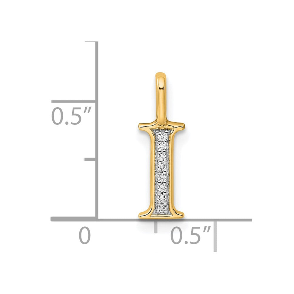 10K Diamond Letter I Initial Pendant
