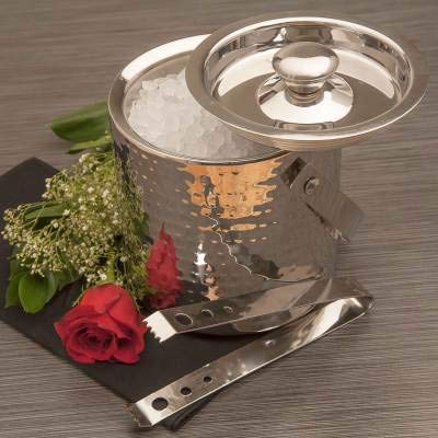 Leeber 72607 Hammered Ice Bucket with Doublewall Tongs