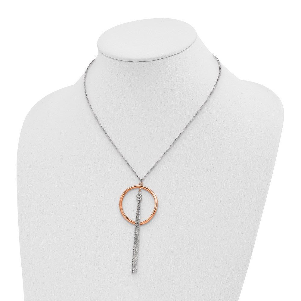 Sterling Silver Rhodium-plated & Rose gold-plated w/1.5in ext. Necklace