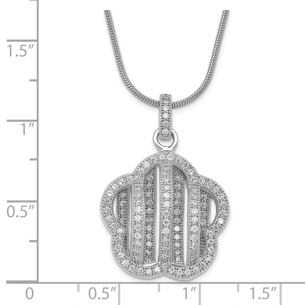 Sterling Silver & CZ Brilliant Embers Flower w/ 2in ext Necklace