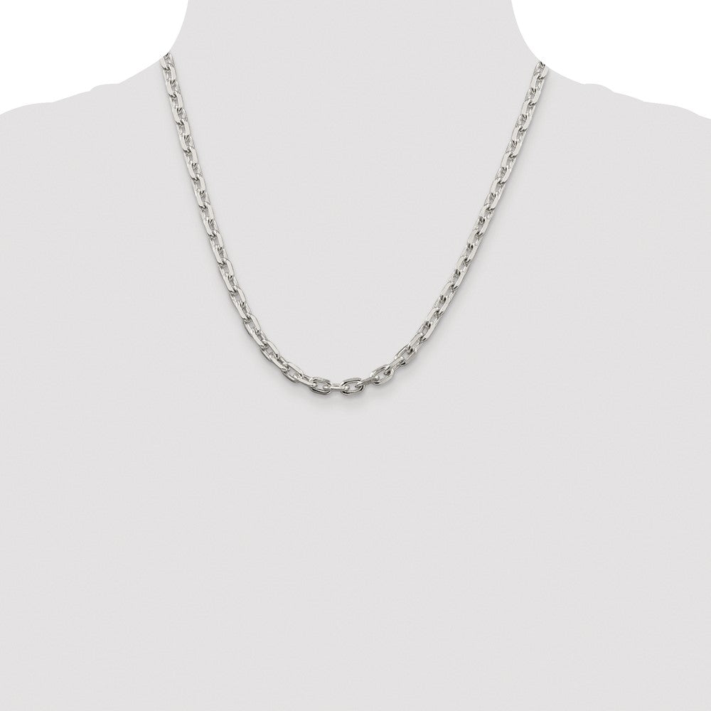 Sterling Silver Rhodium-plated 5.4mm Beveled Oval Cable Chain