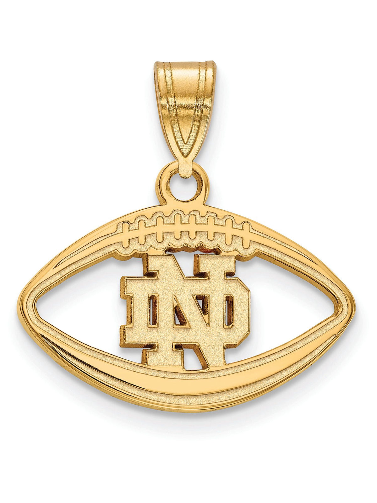 14k Yellow Gold Logoart University Of Notre Dame Inside Football Pendant Female Adult