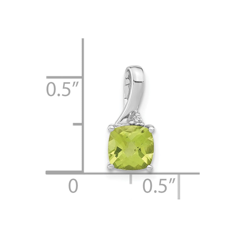 10k White Gold Checkerboard Peridot & Diamond Chain Slide