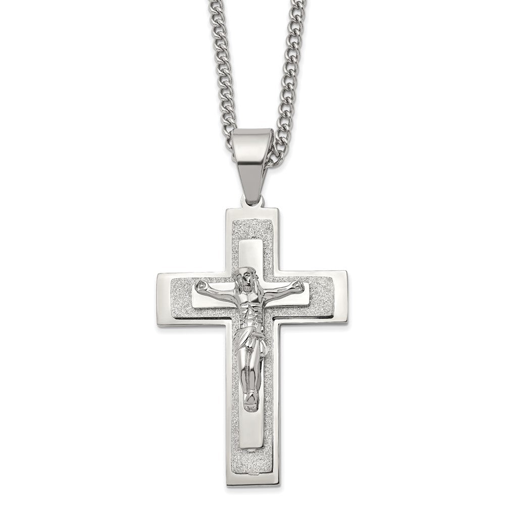 Stainless Steel Polished Laser-cut Crucifix 24" N