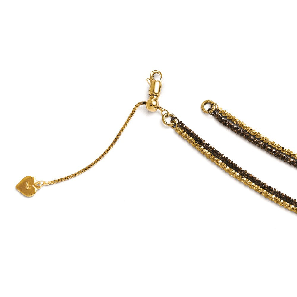 Sterling Silver Brown/Gold-tone 14k Flash Plated Adj(18-20)