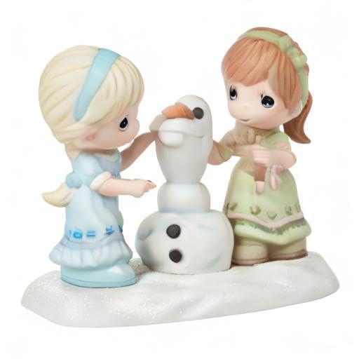 Precious Moments Disney Hand-painted Stone Resin Building A Snowman is Better with You Anna And Elsa Building Snowman Frozen Figurine