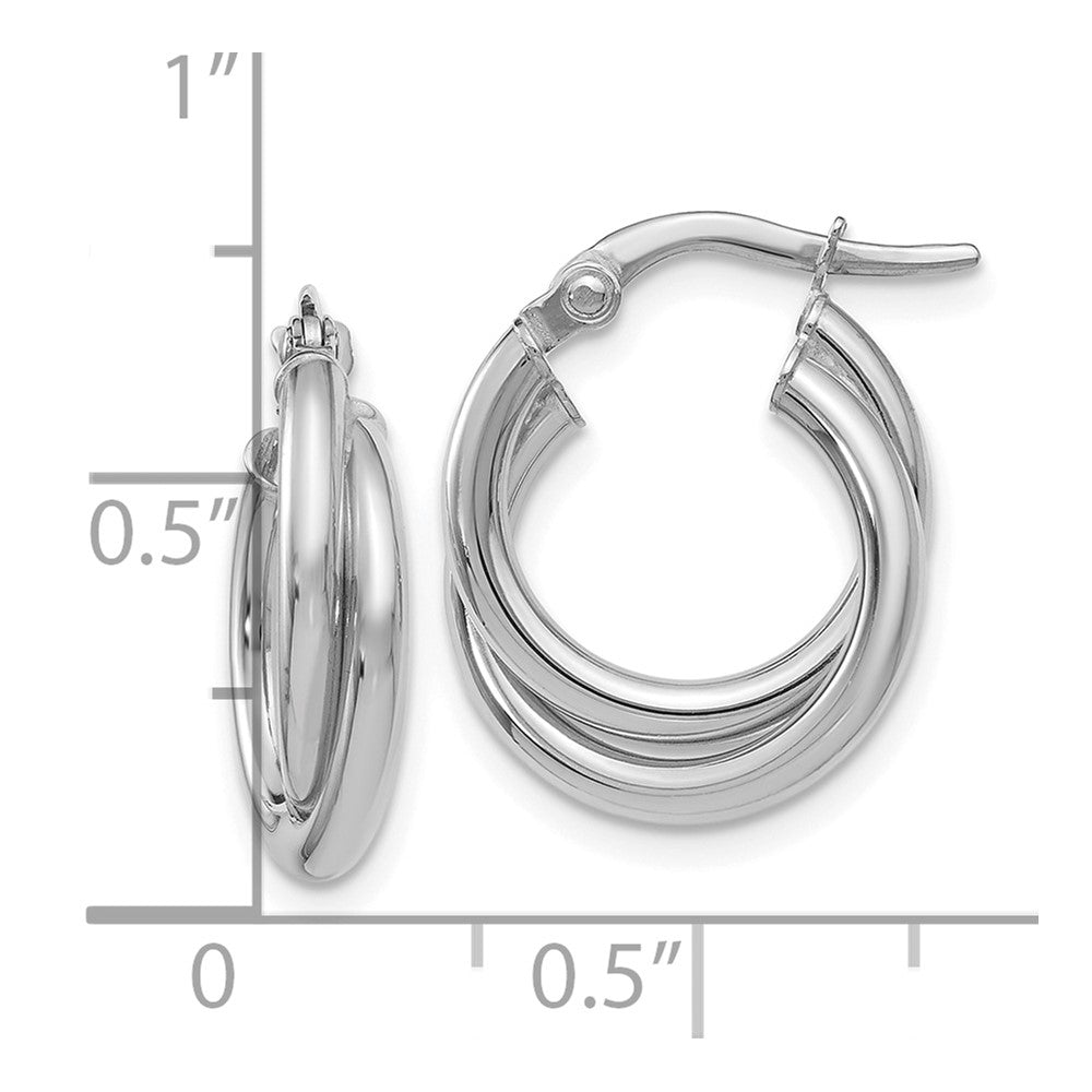 14K White Gold Polished Twisted Double Hoop Earrings