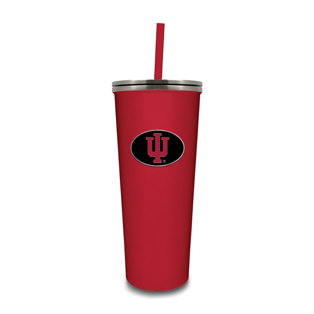 Indiana U Stainless Steel 24 ounce Skinny Tumbler with Straw
