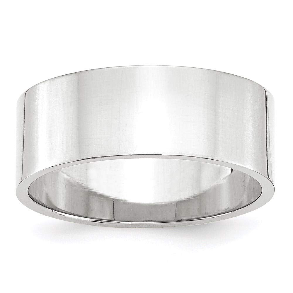 10k White Gold 8mm Lightweight Flat Wedding Band Size 10