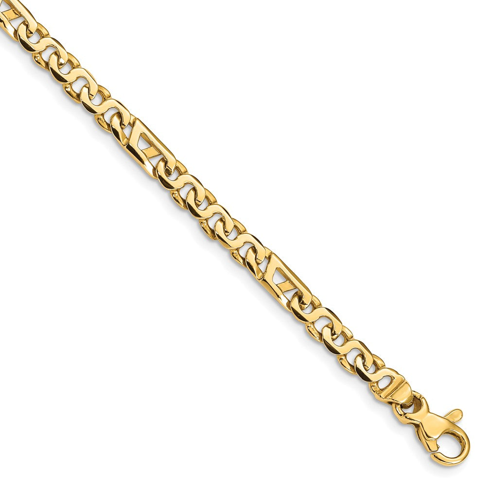 14K 8 inch 4.3mm Hand Polished Fancy Link with Fancy Lobster Clasp Bracelet 8 inches