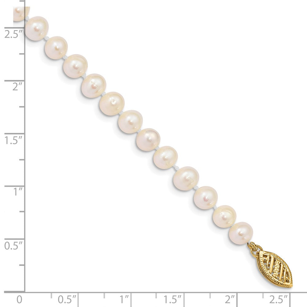 10k 5-6mm White Near-Round Freshwater Cultured Pearl 7.5 inch Bracelet
