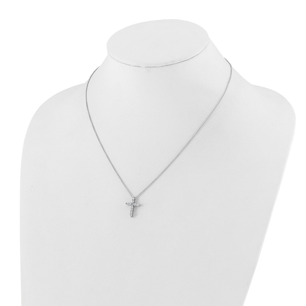 14k White Gold 1/2 carat Lab Grown Diamond VS/SI+ G+ 18 inch Cross Pendant Necklace