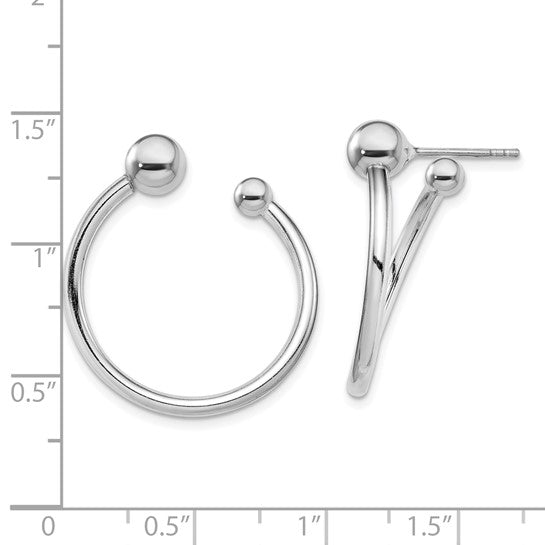 Sterling Silver Rhodium-plated Hoop Post Earrings