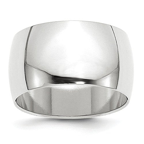 10k White Gold 12mm Half Round Wedding Band Size 7