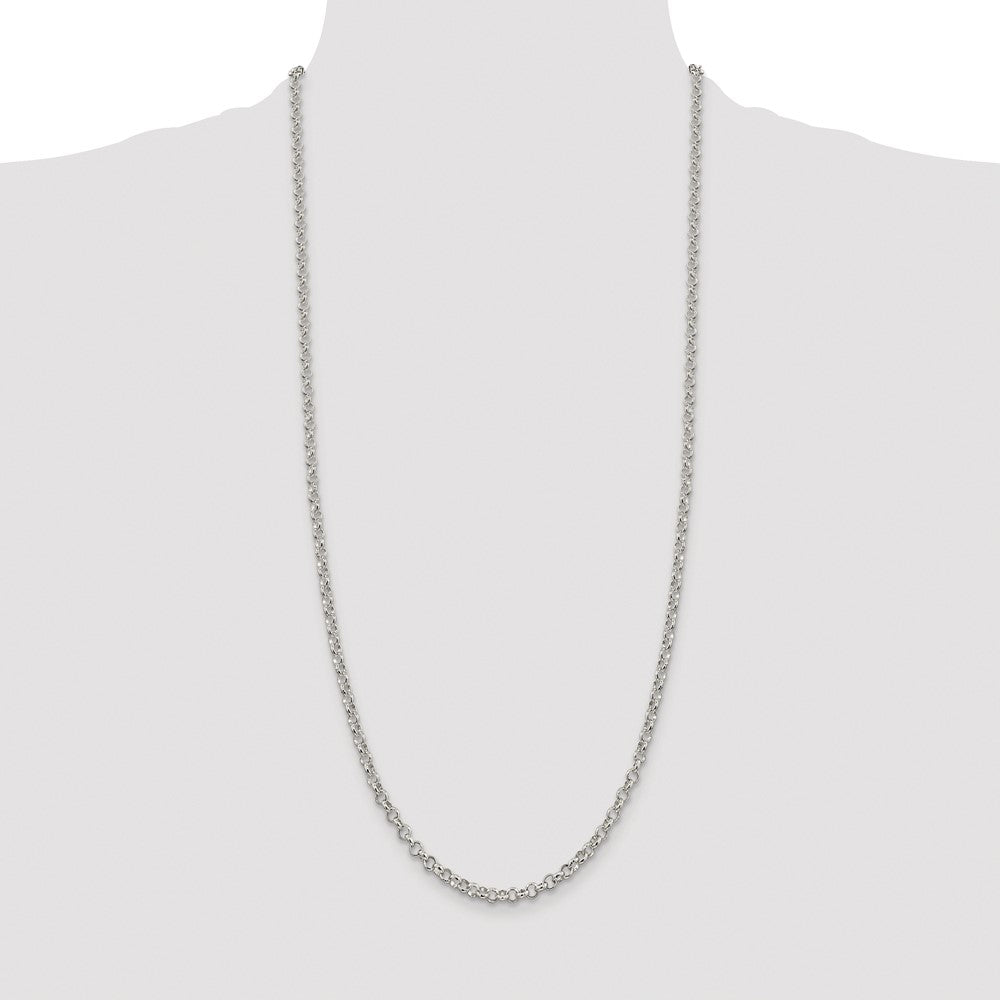 Sterling Silver Rhodium-plated 4mm Rolo Chain