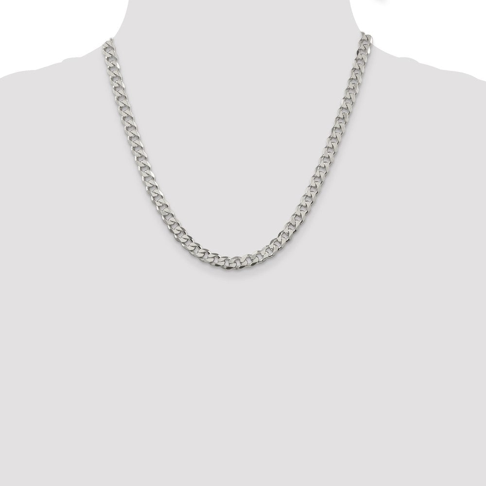 Sterling Silver 7mm Pav‚ Curb Chain 20 Inches
