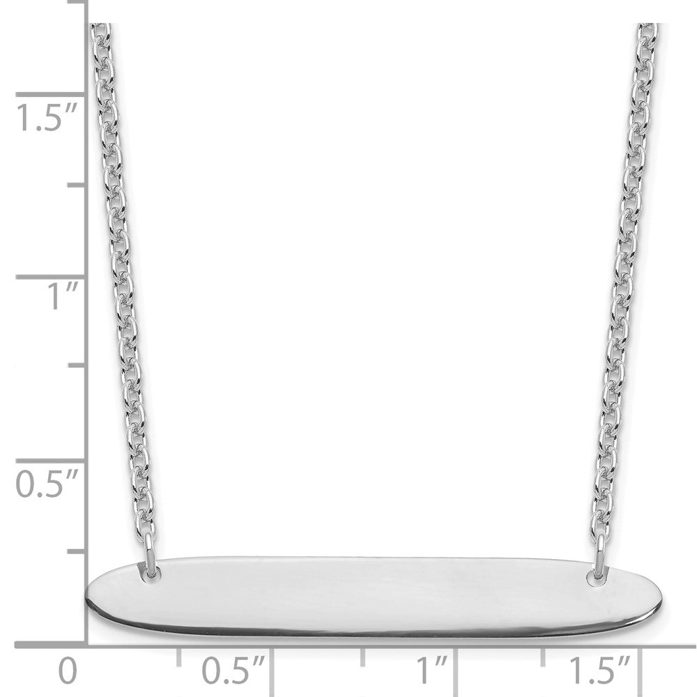 Sterling Silver/Rhodium-plated Medium Oblong Blank Bar Necklace