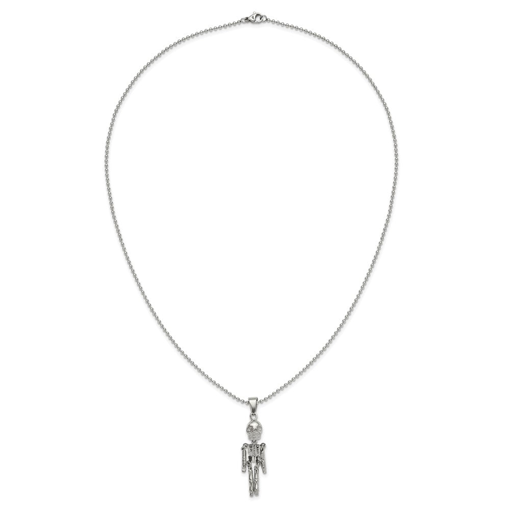 Stainless Steel Polished Moveable Skeleton 22in Necklace