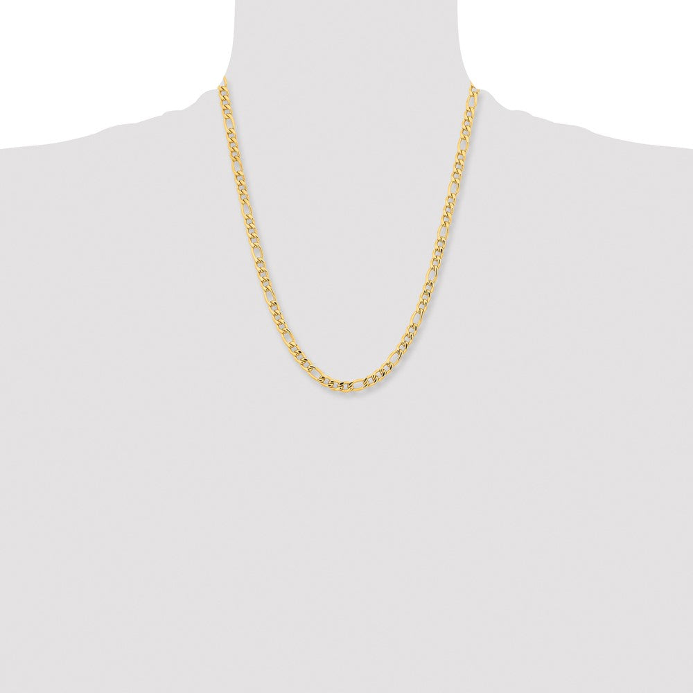 Stainless Steel Polished Yellow IP-plated 6.3mm 22in Figaro Chain