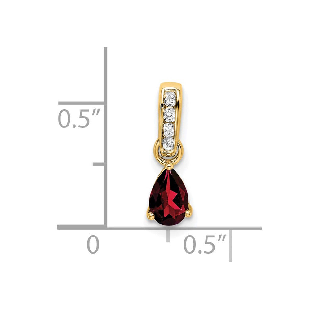 10k Yellow Gold Pear Garnet and Diamond Pendant