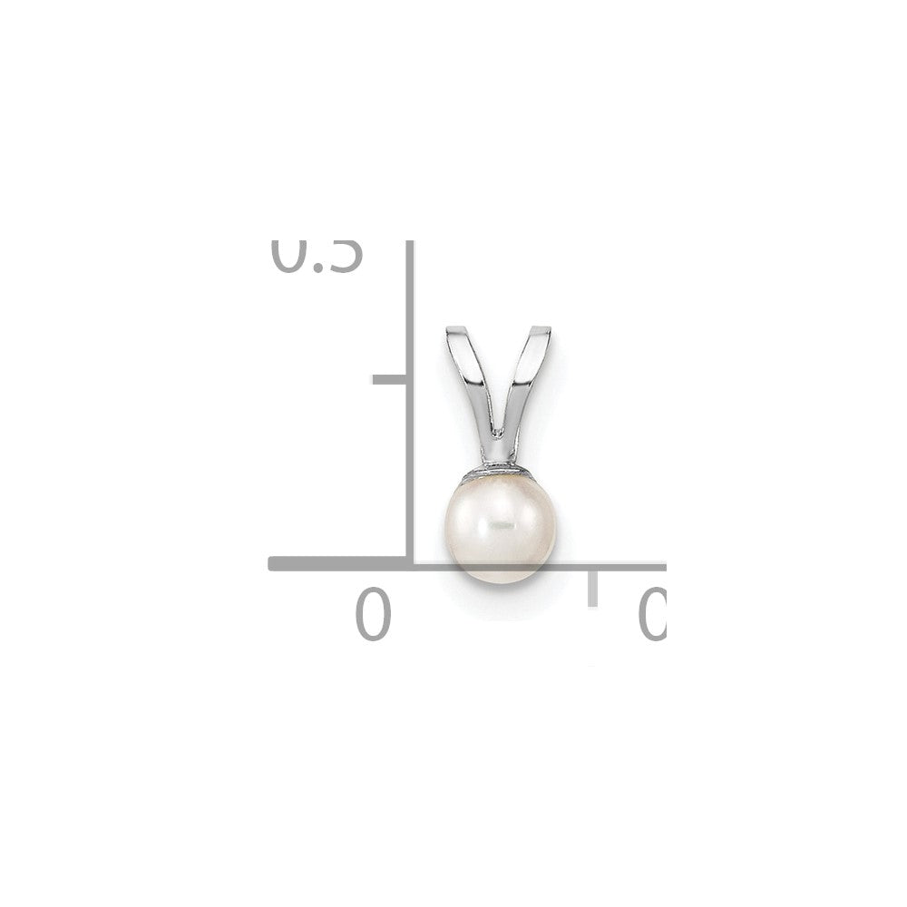 10k White Gold 3-4mm White Round Freshwater Cultured Pearl Pendant
