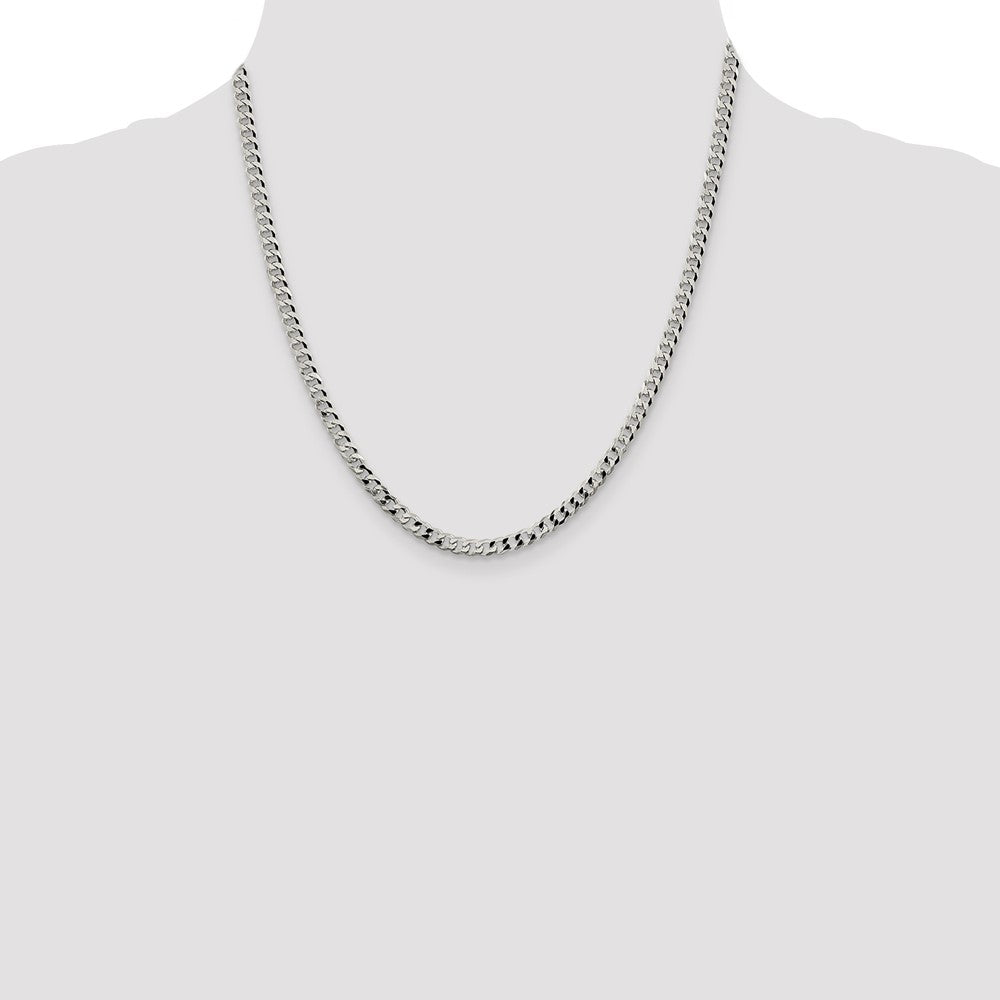 Sterling Silver 4mm Beveled Curb Chain 20 Inches
