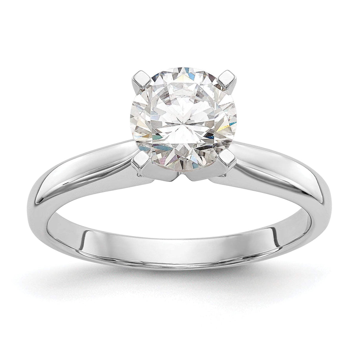 14k White Gold 3/4 carat Medium-Weight High Shoulder Airline Half-Round 4-Prong Round Solitaire Ring Mounting (No Stone Included)