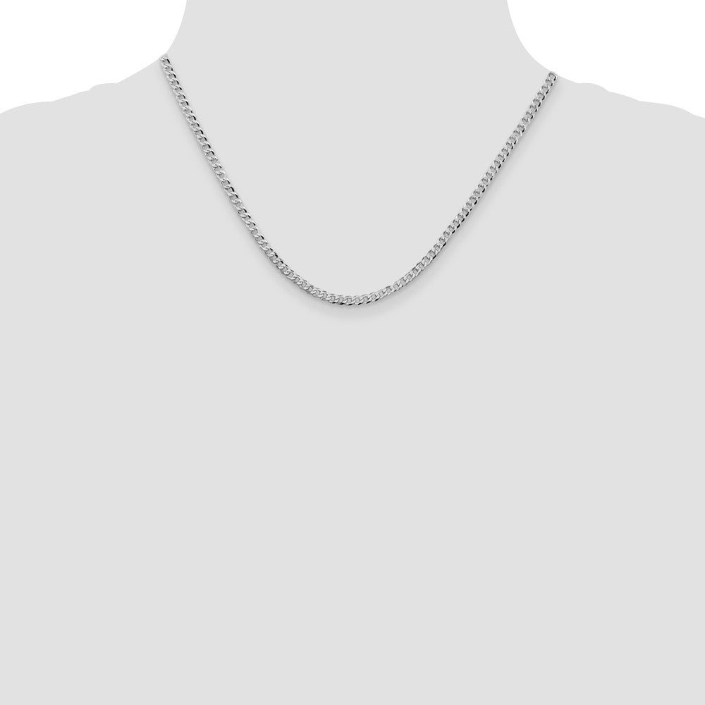 Sterling Silver Rhodium-plated 3.2mm Beveled Curb Chain 18 Inches