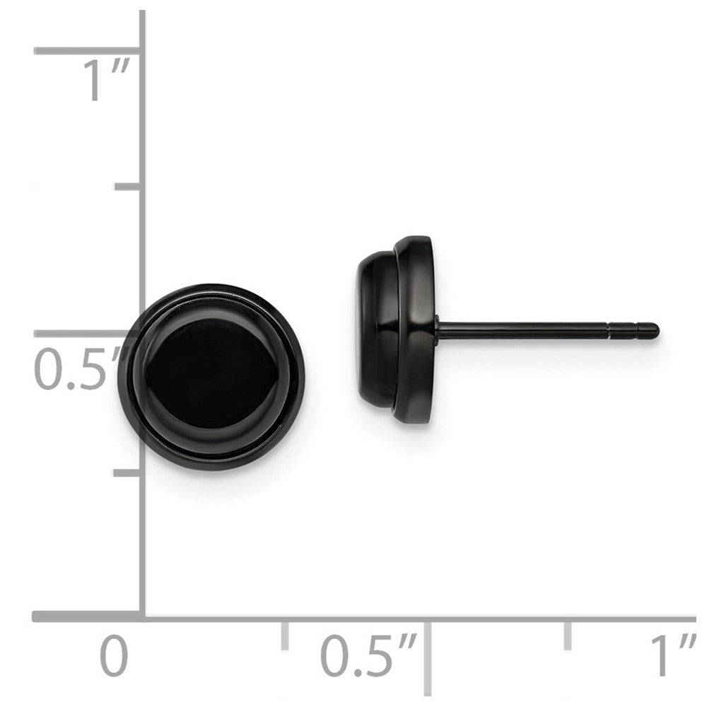 Stainless Steel Polished Black IP-plated Post Earrings