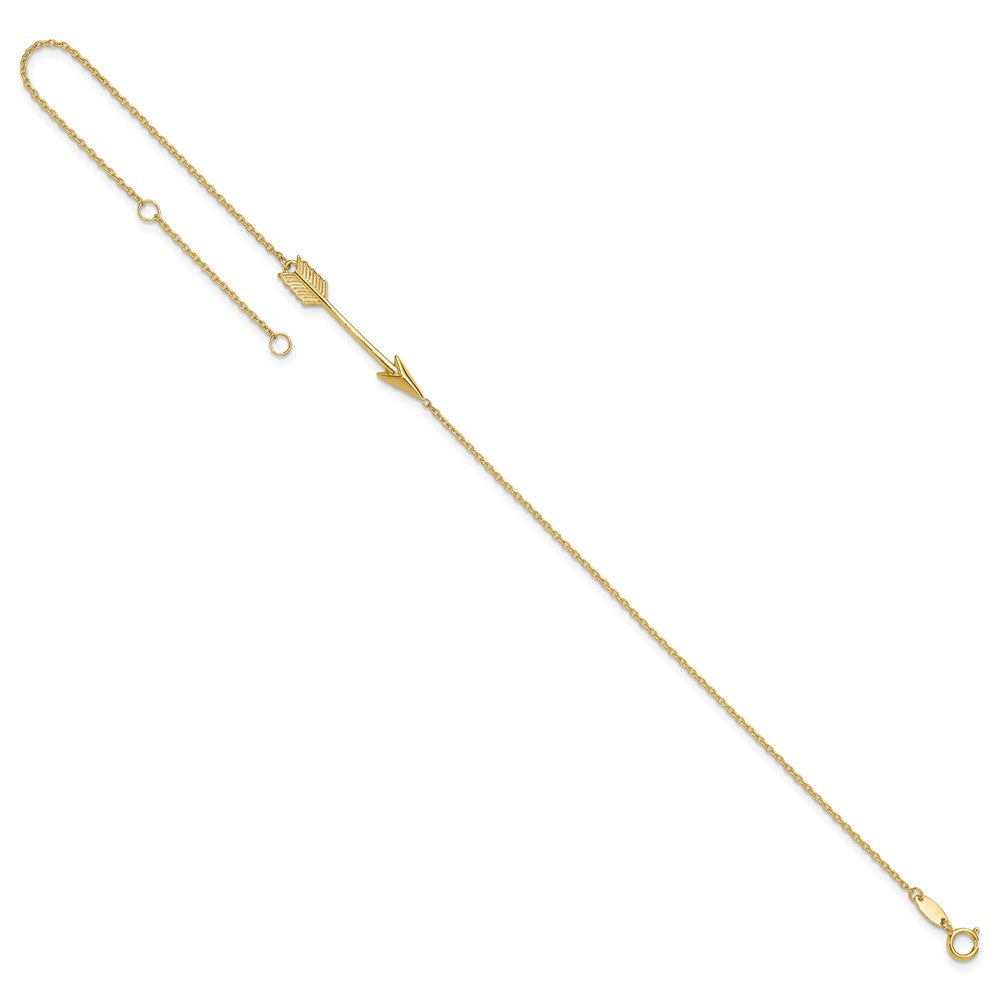 14K Polished Arrow 10in Plus 1in ext. Anklet