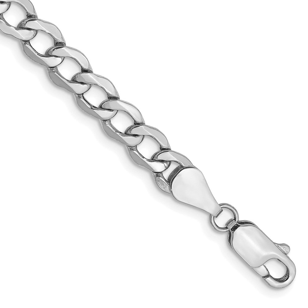 14K White Gold 7 inch 5.25mm Semi-Solid Curb with Lobster Clasp Bracelet 7 inches