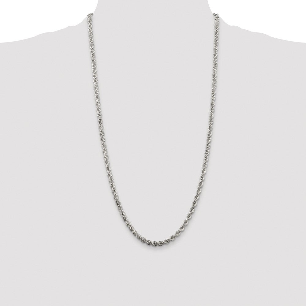 Sterling Silver Rhodium-plated 4.3mm Solid Rope Chain