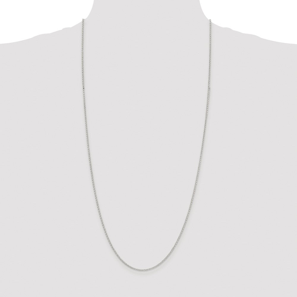 Sterling Silver Rhodium-plated 1.5mm Diamond-cut Cable Chain