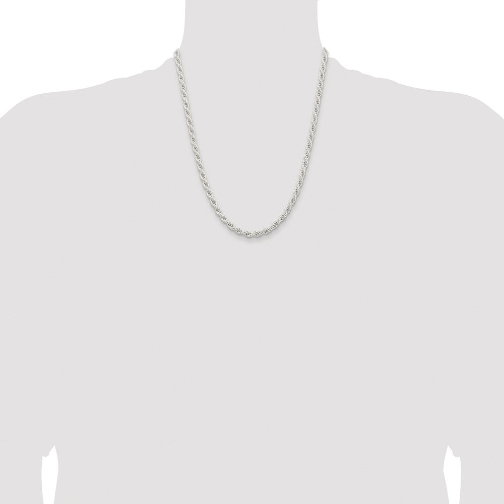 Sterling Silver Rhodium-plated 5mm Solid Rope Chain