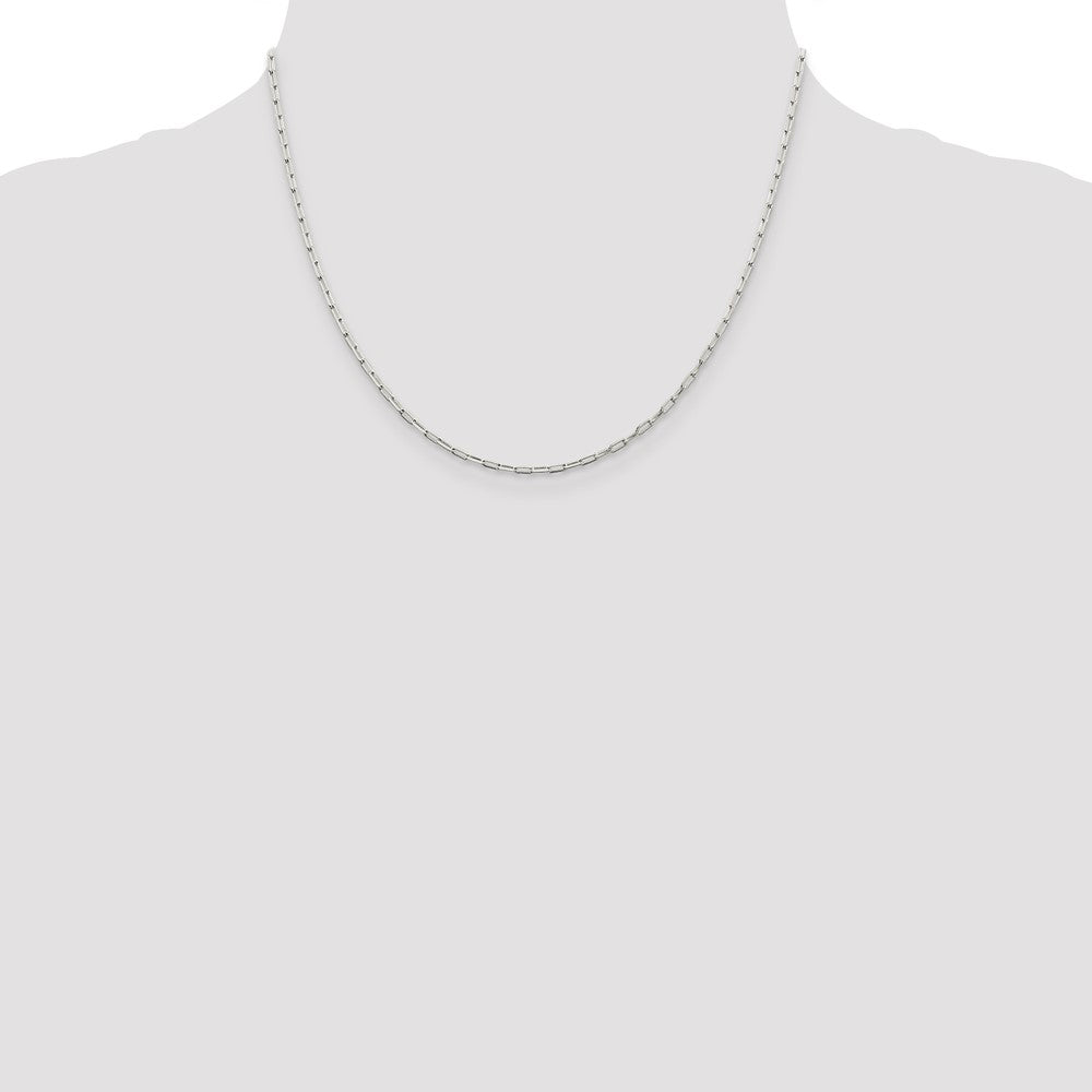 Sterling Silver 2mm Elongated Open Link Chain 18 Inches