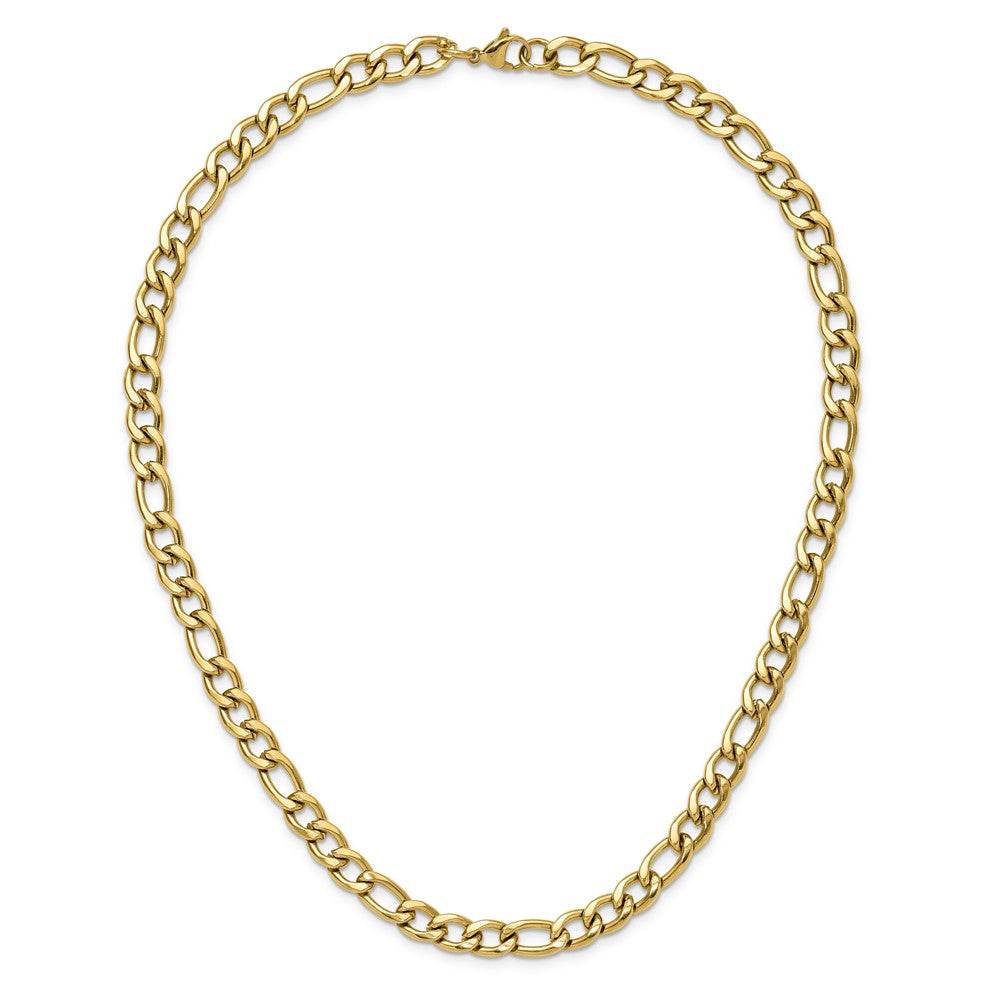 Chisel Stainless Steel Polished Yellow IP-plated 7.5mm 20 inch Figaro Chain