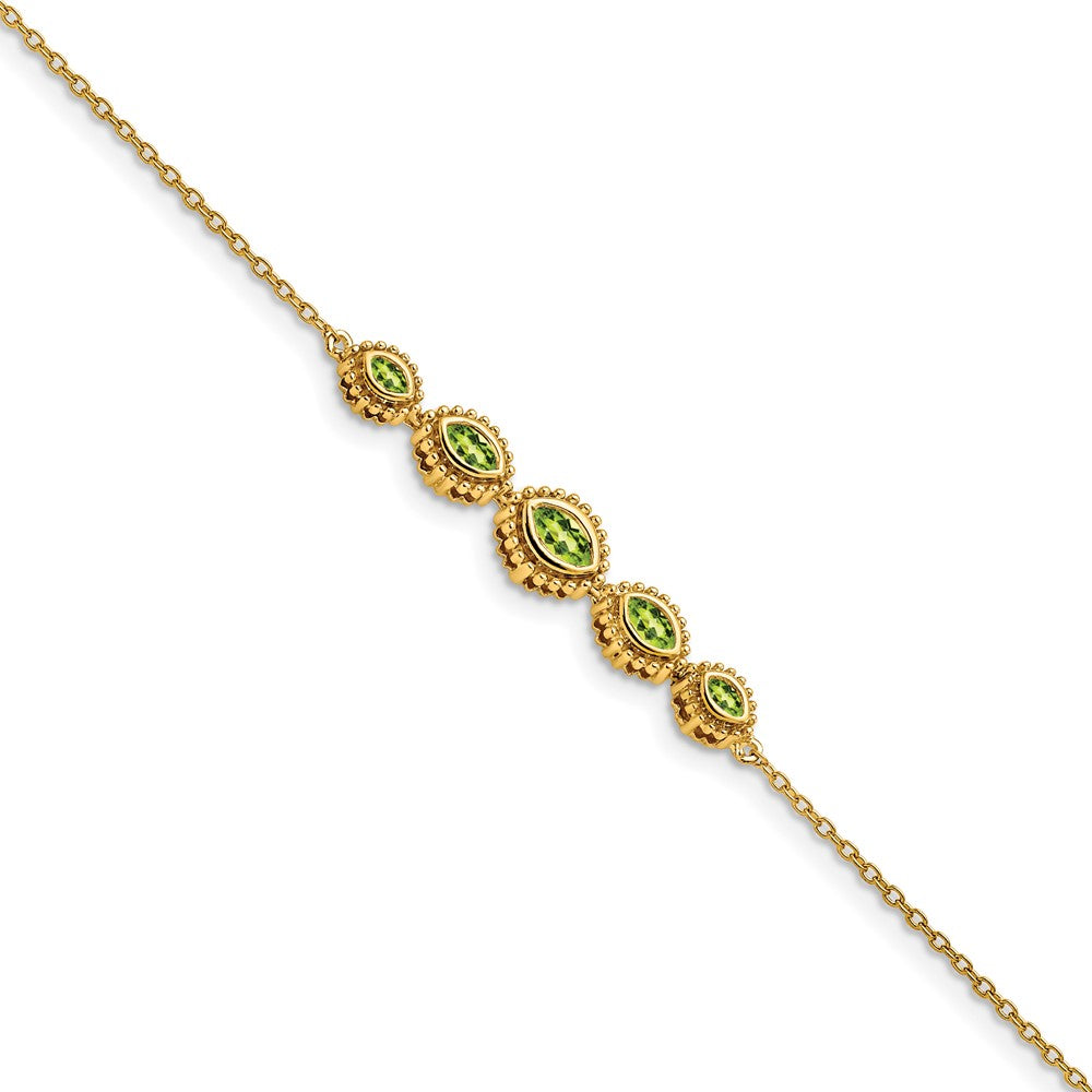 14k Marquise Peridot Bracelet 7 inches