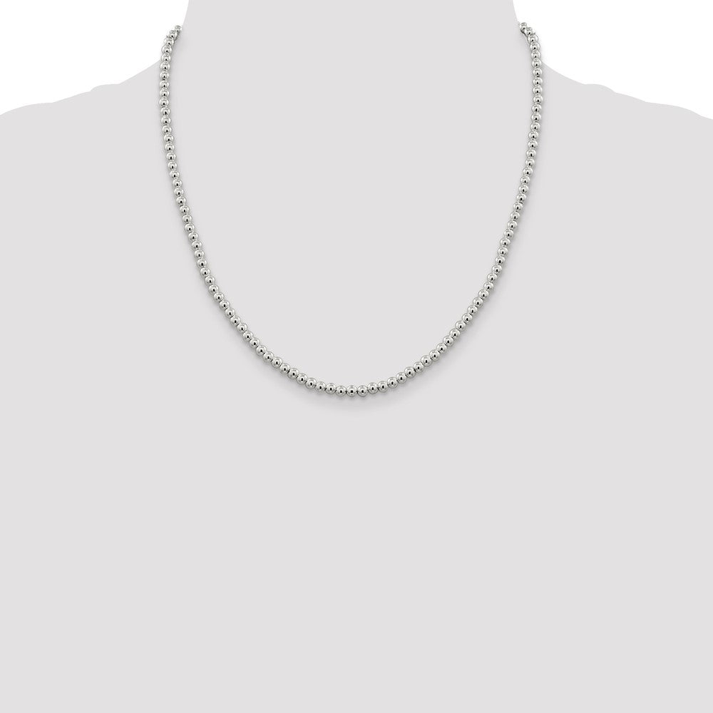 Sterling Silver 4mm Beads on Box Chain 20 Inches