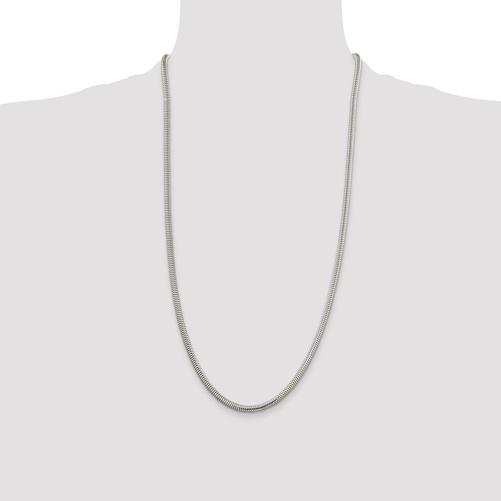 Sterling Silver 4mm Round Snake Chain 28 Inches