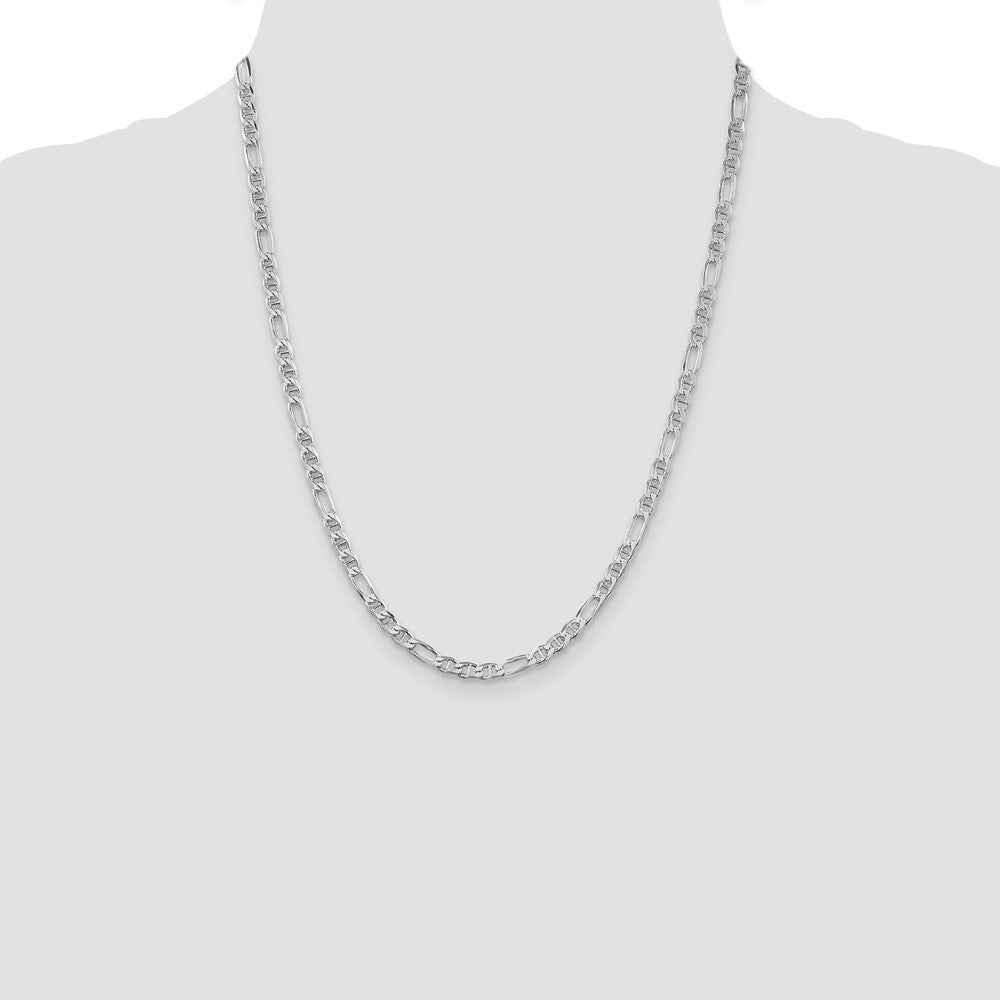 Sterling Silver Rhodium-plated 3.75mm Figaro Anchor Chain 22 Inches
