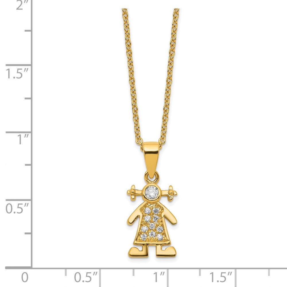Brass Gold-plated Little People for Hope Girl CZ Pendant Necklace